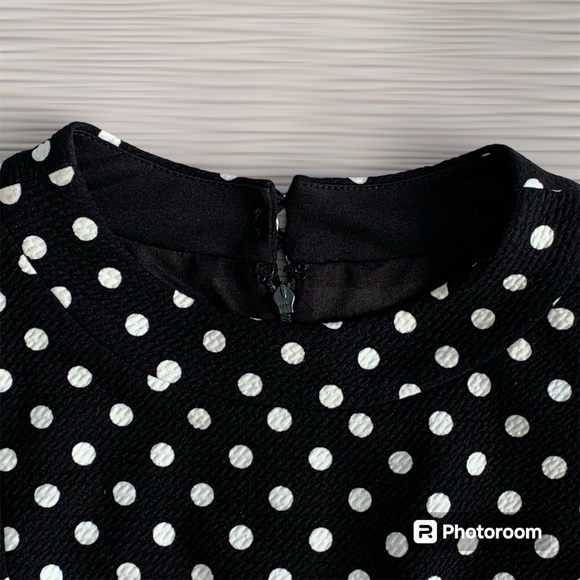 NINE WEST Women’s Black/White Polka Dot Dress Crew Neck Knee Length Flare SIZE 6 - Picture 5 of 15